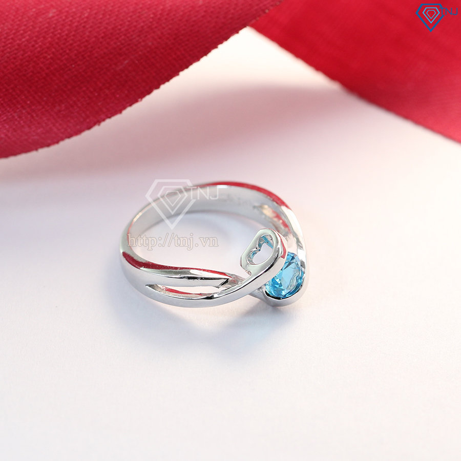 Nhẫn bạc nữ đính đá xanh dương NN0184