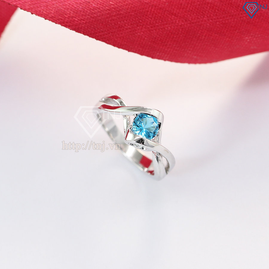 Nhẫn bạc nữ đính đá xanh dương NN0184