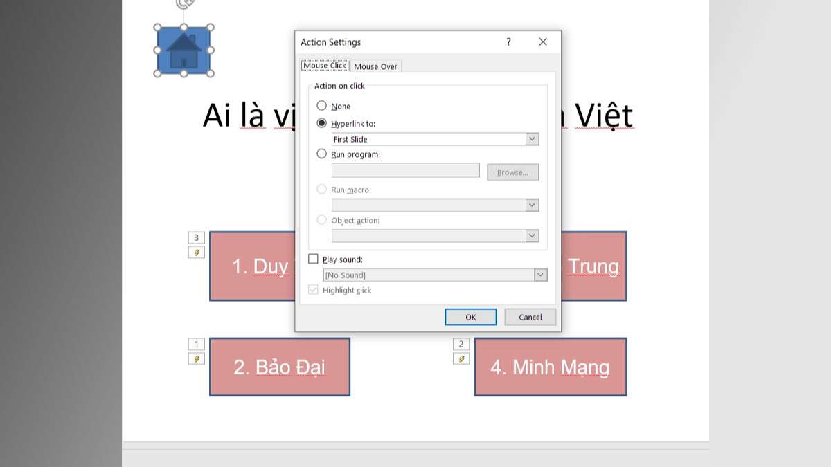 Cách làm trò chơi đoán hình trên Powerpoint - _x0008_Thêm nút Home