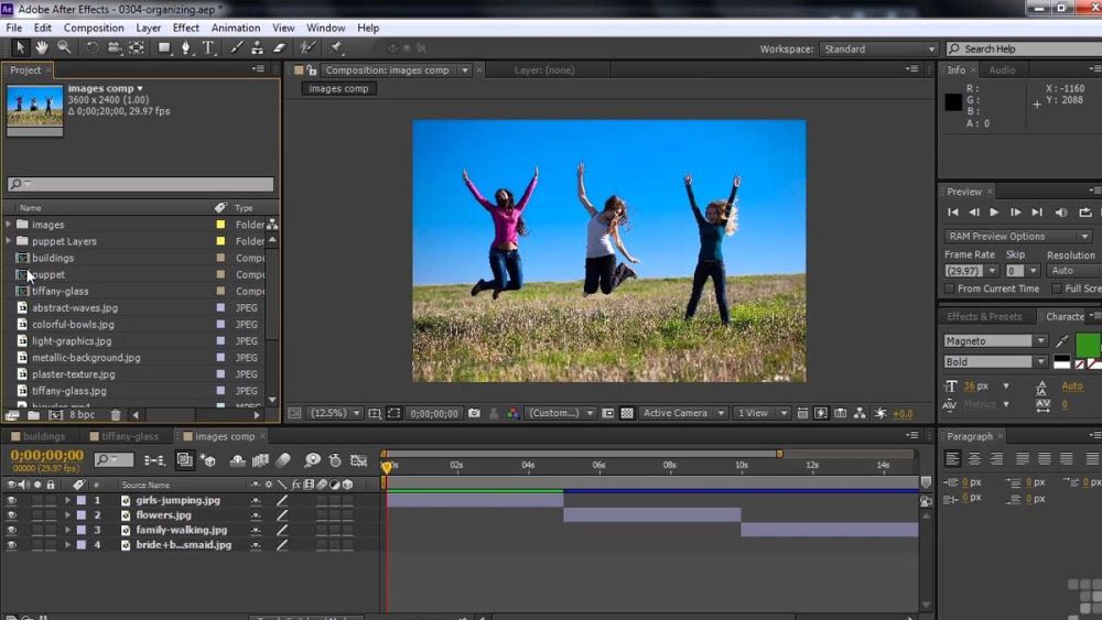 After Effects điều chỉnh màu sắc sống động