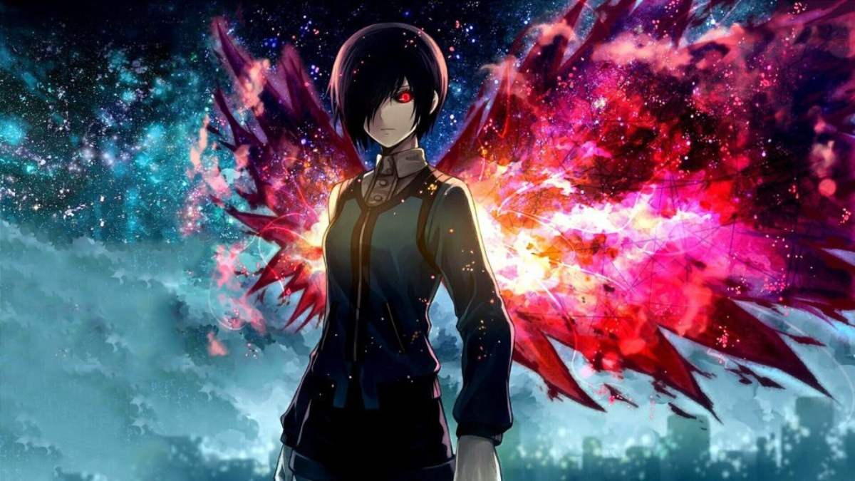Ác quỷ anime nam với hiệu ứng ánh sáng huyền ảo