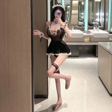 Đồ cosplay hầu gái Nhật anime sexy, váy hầu maid đen hở ngực + phụ kiện BIKI HOUSE N778 - 119k