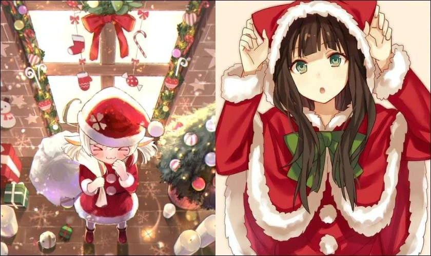 Ảnh anime Giáng sinh cute trên điện thoại