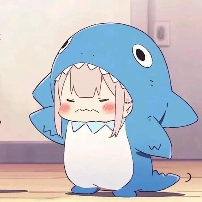 Avatar đôi cute chibi 08 bé gái mặc đồ cá mập xanh