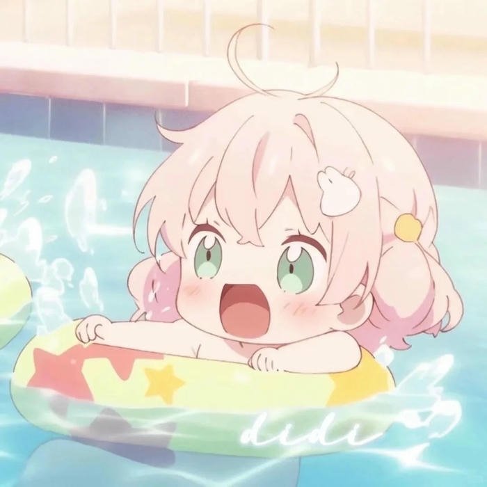 Avatar đôi cute chibi 09 bé gái bơi phao vịt vàng