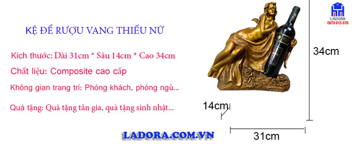 kích thước kệ để rượu cô gái khỏa thân tại Ladora