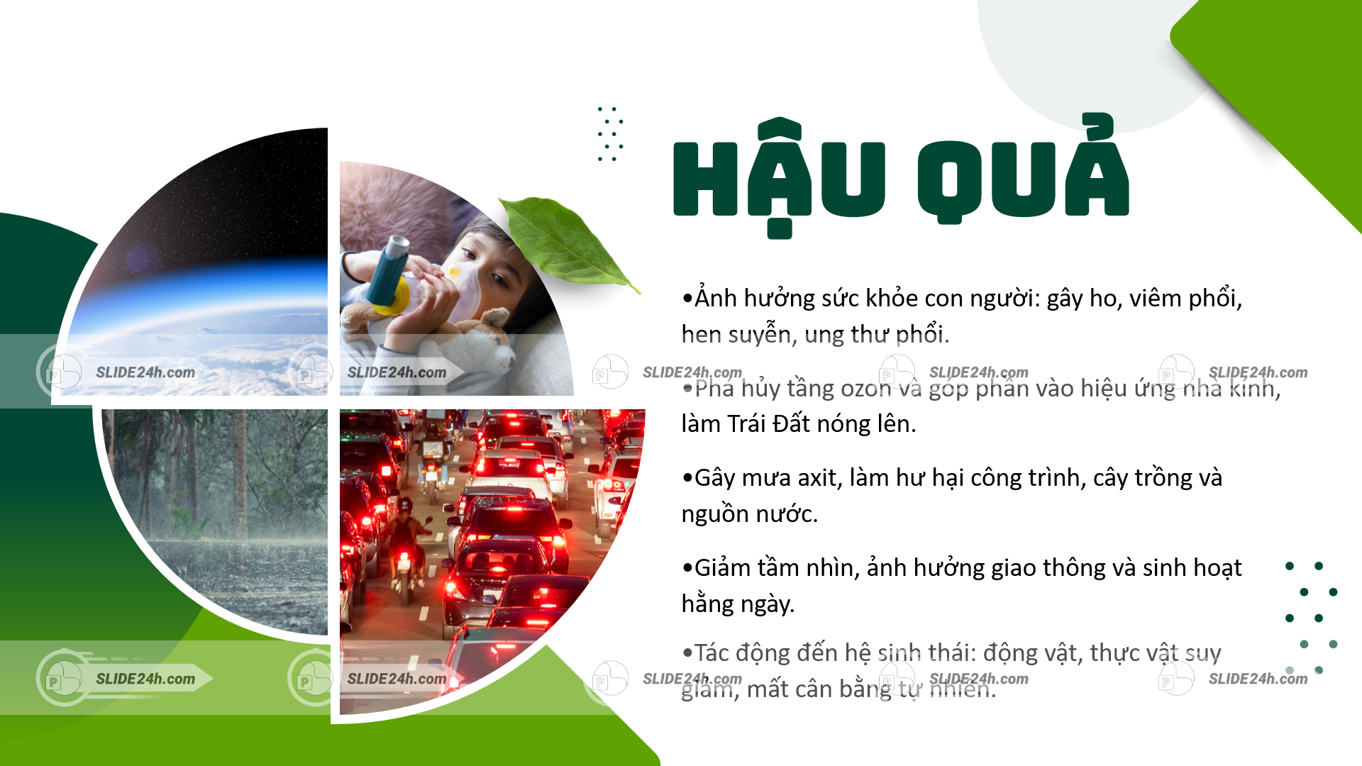 hậu quả ô nhiễm không khí ảnh hưởng sức khỏe môi trường và hệ sinh thái