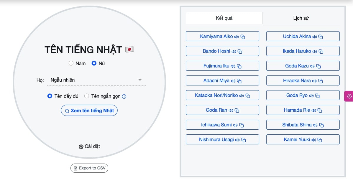 Công cụ chọn tên tiếng Nhật hay và ý nghĩa