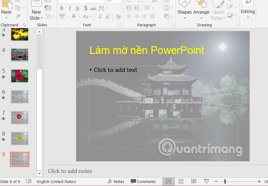 Chọn ảnh nền cho slide