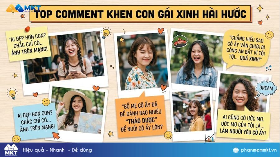Top comment khen con gái xinh hài hước