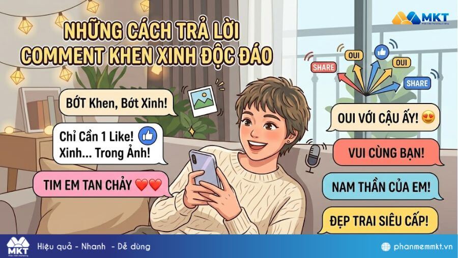 Cách trả lời comment khen ảnh đẹp