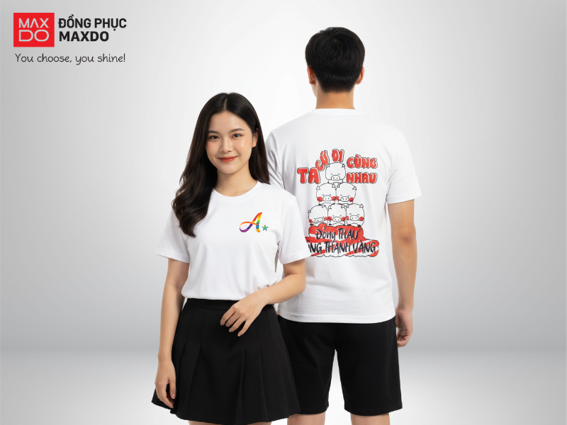 Mẫu áo đồng phục đi biển cho công ty màu trắng
