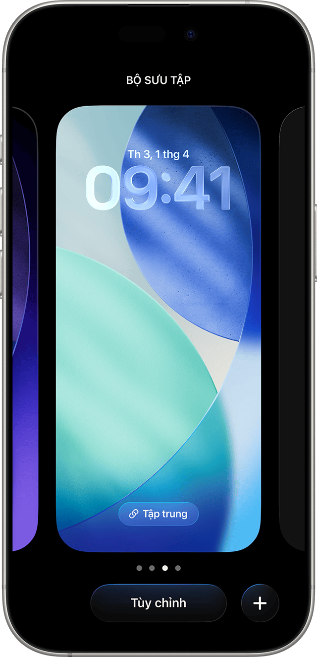 Màn hình iPhone hiển thị hình nền dưới dạng một phần của bộ sưu tập
