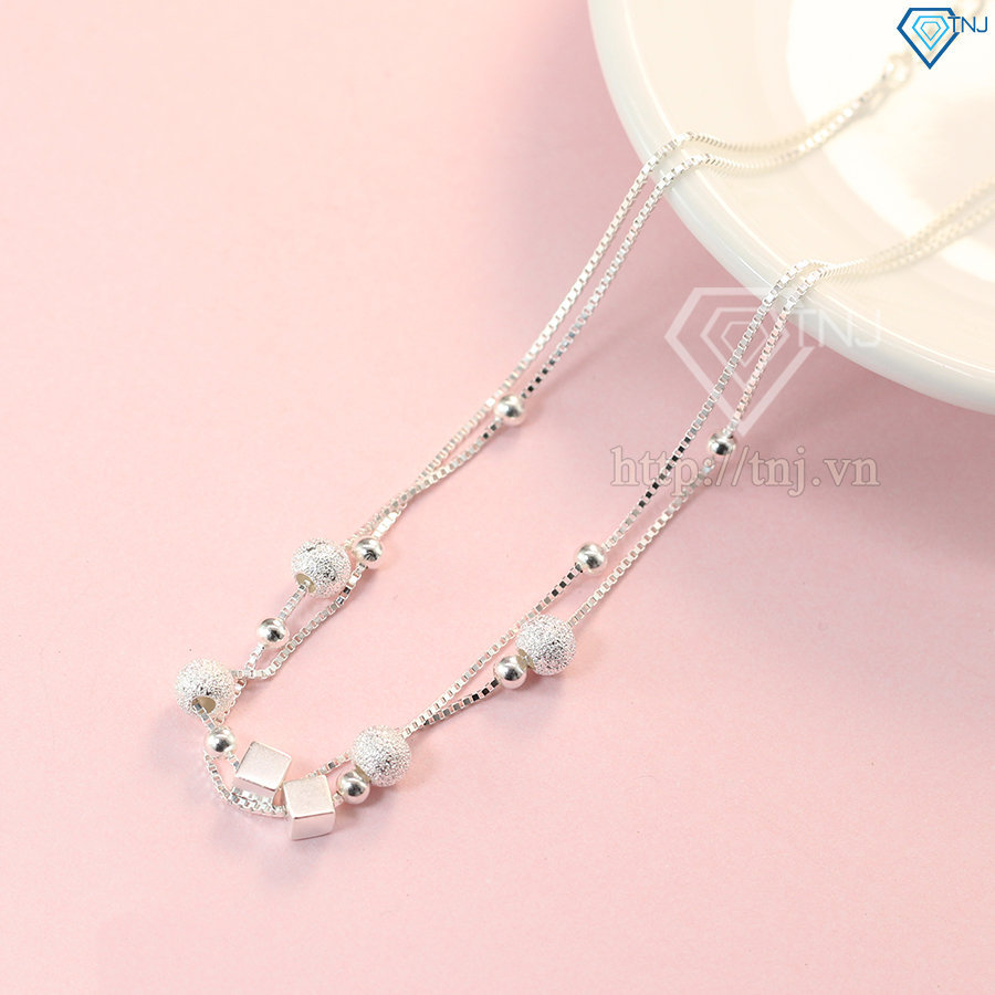 Lắc chân bạc nữ đẹp lập phương tinh tế LCN0035