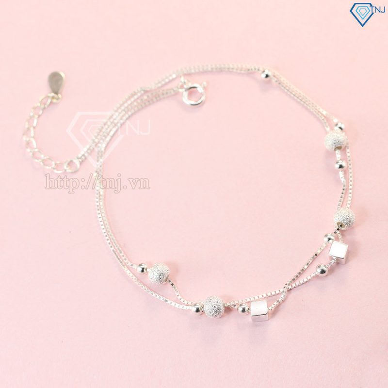 Lắc chân bạc nữ đẹp lập phương tinh tế LCN0035