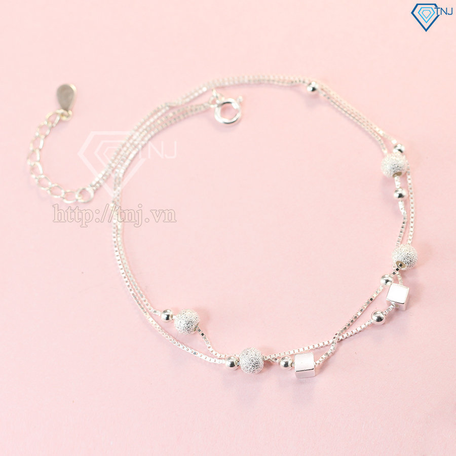 Lắc chân bạc nữ đẹp lập phương tinh tế LCN0035