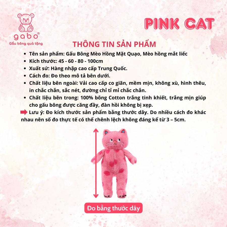 Gấu Bông Mèo Hồng Mặt Quạo Giận Dỗi - Mèo Hồng Mắt Liếc, Gấu Bông Hình Mèo - Quà Tặng Đáng Yêu Cho Người Thân