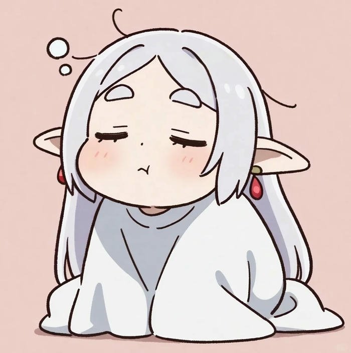 Hình ảnh avatar bé gái chibi tóc trắng quấn chăn trắng