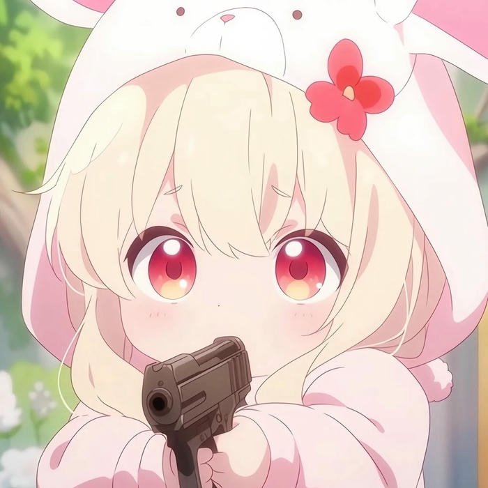 Hình avatar dễ thương chibi bé gái cầm súng cực ngầu
