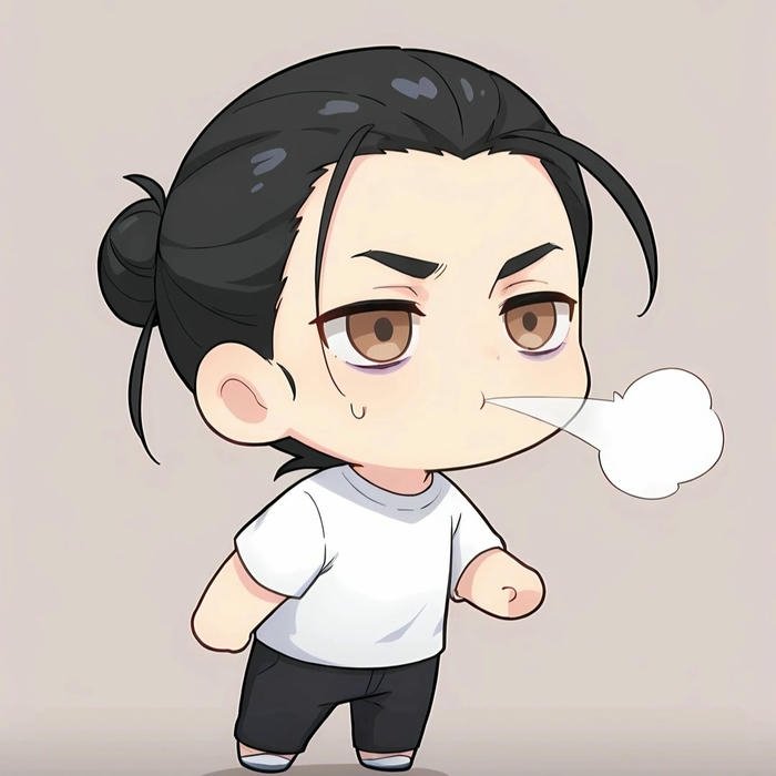 Hình avatar nam hoạt hình tóc dài đen mặc áo trắng
