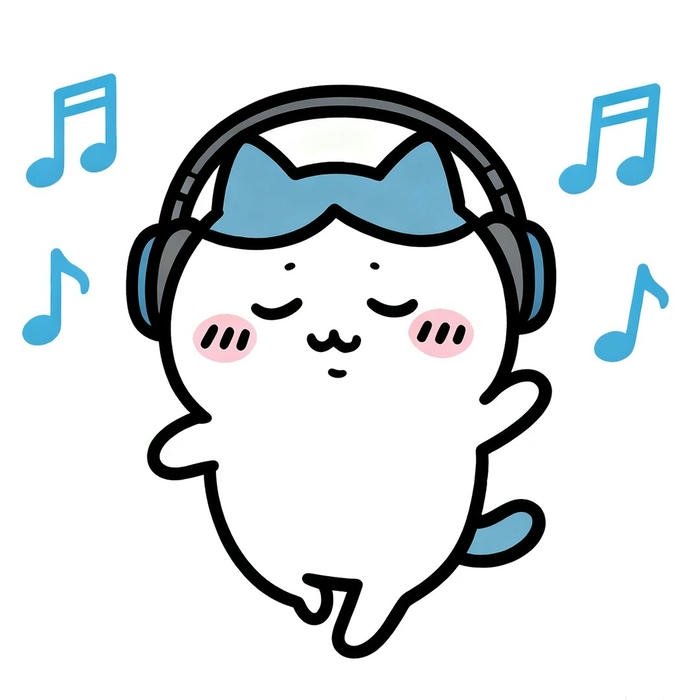 Ảnh avatar mèo trắng chibi đeo tai nghe nghe nhạc