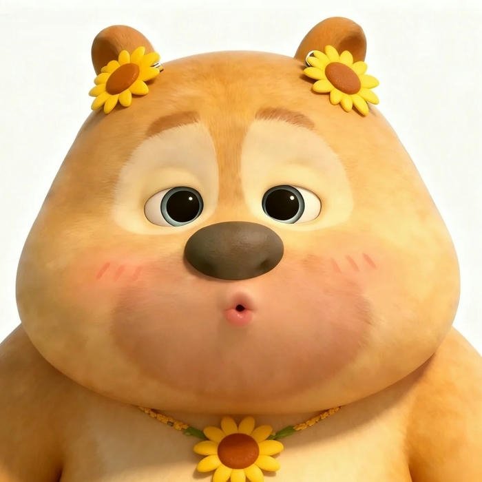 Ảnh avatar gấu vàng chibi đeo vòng cổ hoa hướng dương