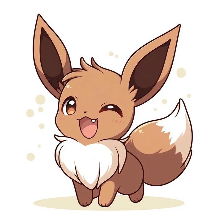 Ảnh avatar dễ thương chibi cáo nhỏ đuôi to cười mỉm