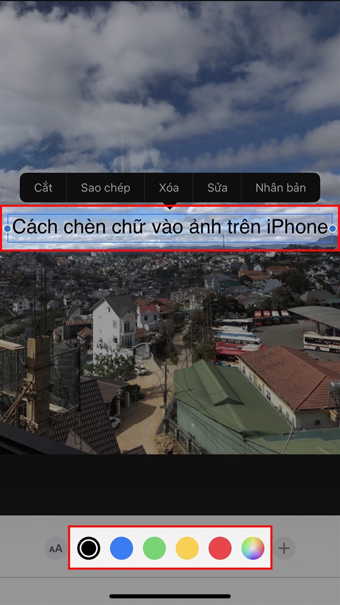 Hoặc nhấn vào chữ rồi chọn màu cho chữ với bảng màu tương ứng ở phía dưới