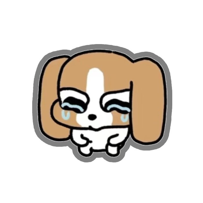sticker khóc chó con mặt buồn