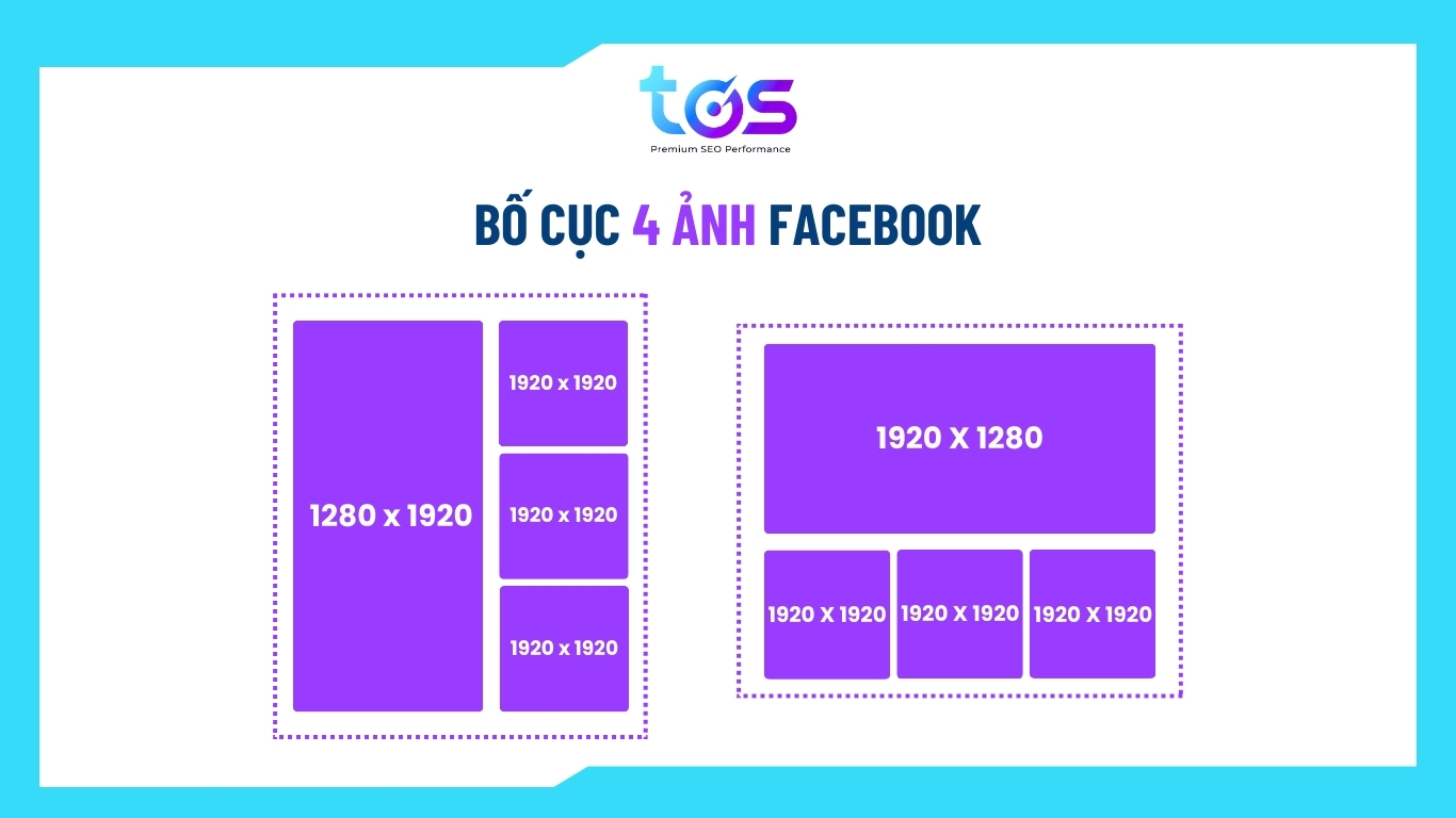 Bố cục 4 ảnh dọc ngang Facebook