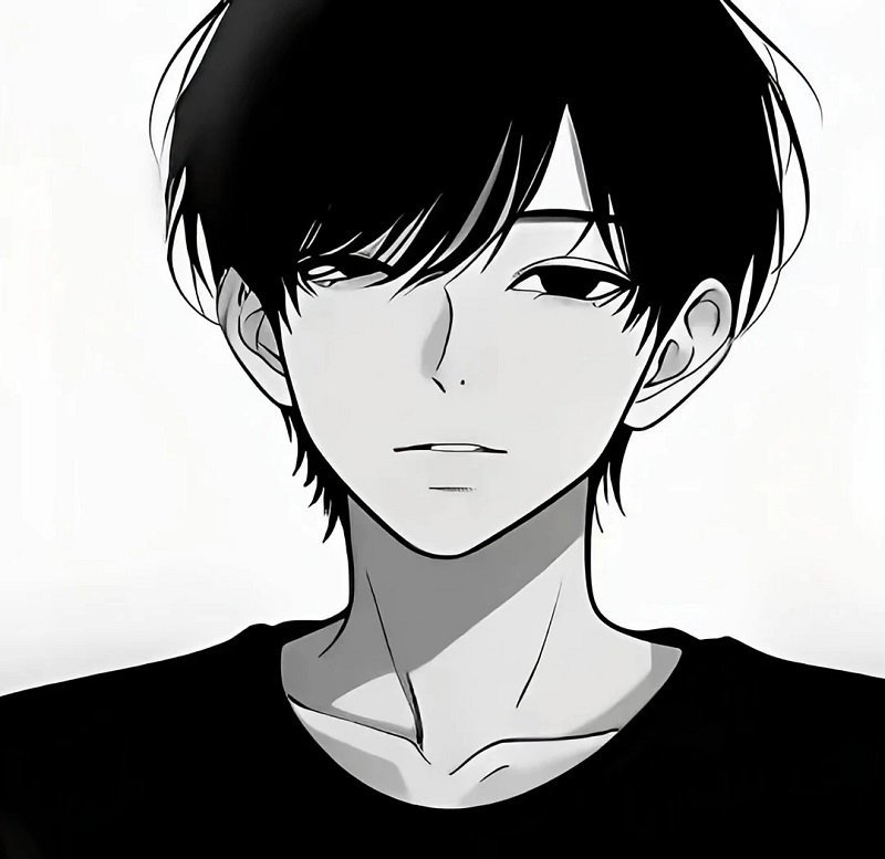 Hình avatar đôi anime đen trắng phong cách dark